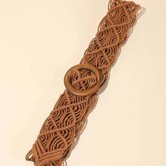 Boho Circle Buckle Woven Belt - Picture 8 of 8